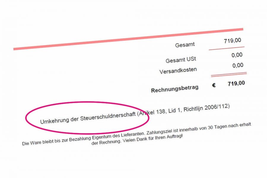 Duits btw-verlegd voorbeeld (Umkehrung der Steuerschuldnerschaft)
