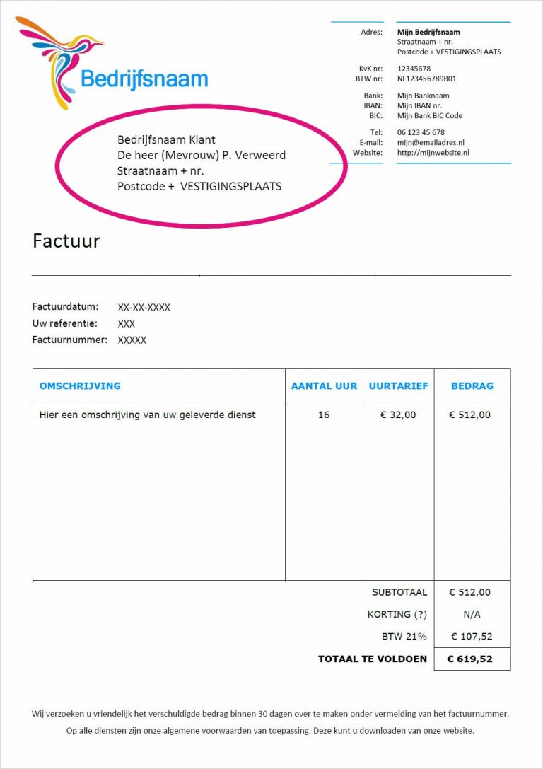 Voorbeeld Naam En Adres Klant Op Factuur Factuurtips