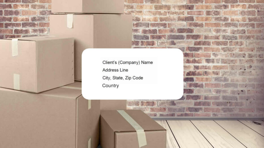 Engels adres opbouw op pakket (label) voorbeeld