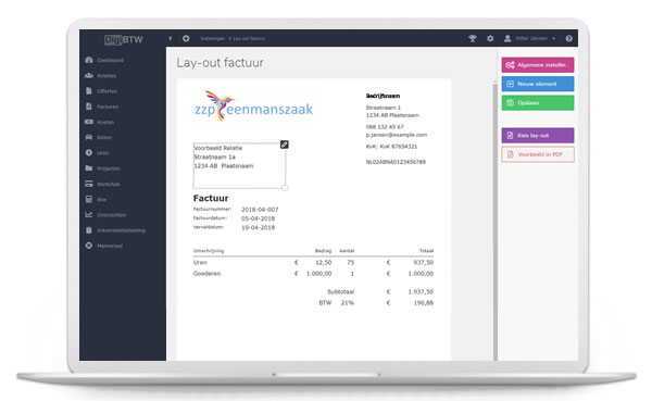 Factureren met facturatie- en boekhoudprogramma zzp voorbeeld 05