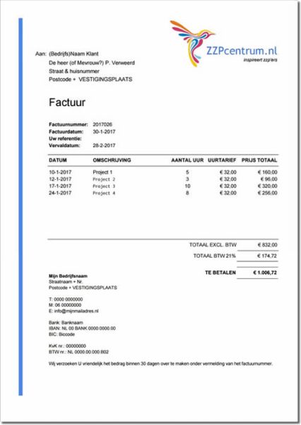 Google Sheets factuur voorbeeld [lay-out]