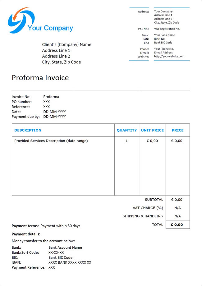 Proforma Invoice voorbeeld en tips om in het Engels te maken