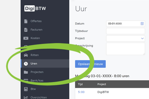 Online uren factureren en registreren met DigiBTW
