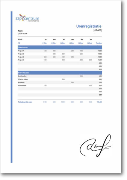 Urenregistratie Excel template gratis downloaden