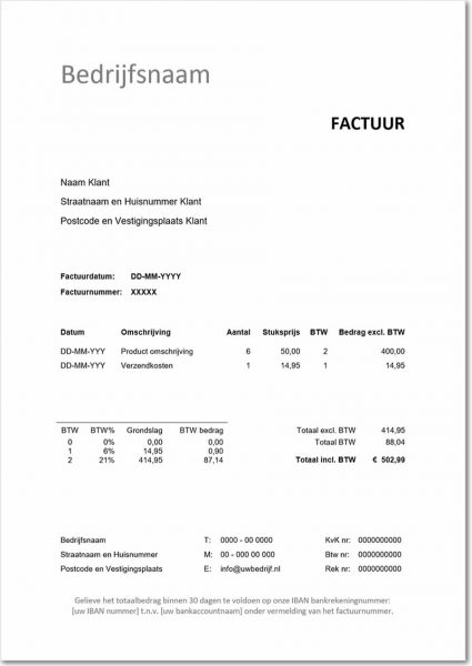 Simpele Factuur Maken? Voorbeeld Eenvoudigde Factuur